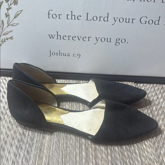 Michael Kors Black D'Orsay Flats with Suede Finish Women SZ 7.5 Box1 - Picture 3 of 6